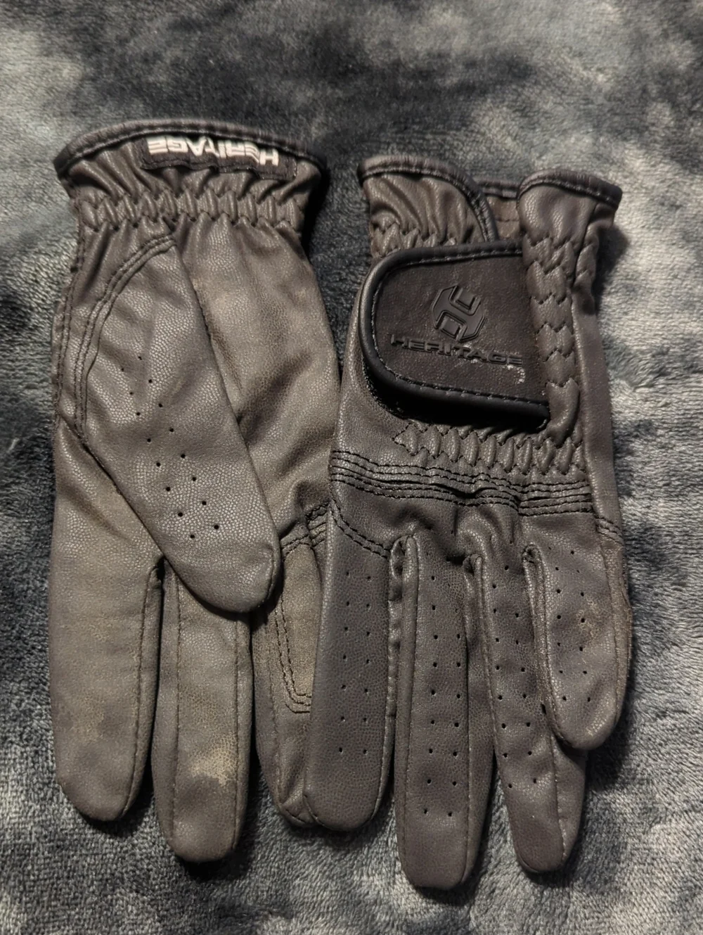 Heritage Black Leather Riding Gloves with Adjustable Strap